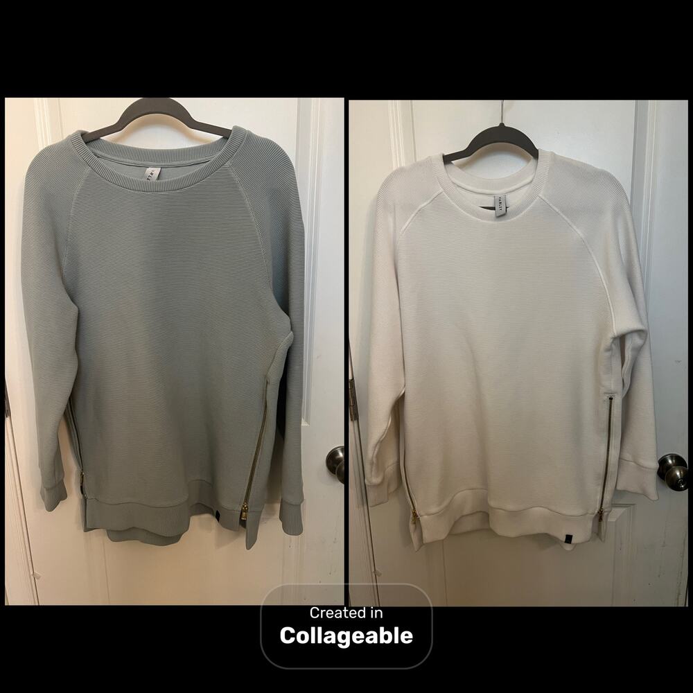 Set of 2 Varley Manning Sweatshirt L sage green & White Oversized Sporty chic